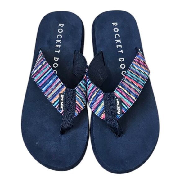 Rocket Dog Womens Adios Stark Flip Flops Size 11 Blue Thongs Slip On Sandals - Picture 1 of 6